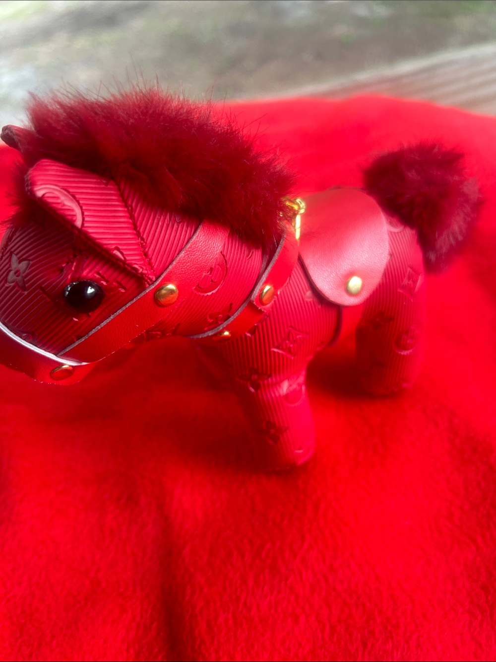 Designer inspired Pony purse charm / Keychain with Faux Fur
